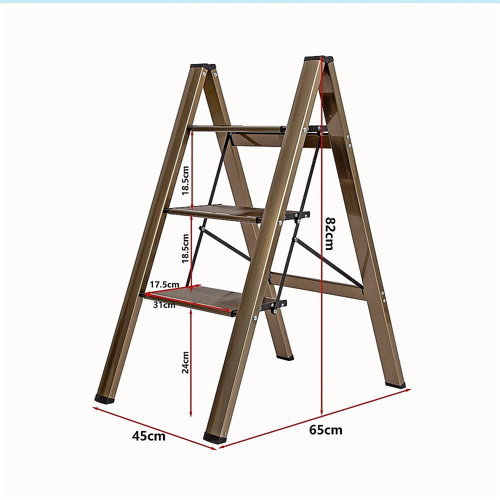 3 Step Ladder Foldable Lightweight – Anti-Slip Safety Stool for Home & Office