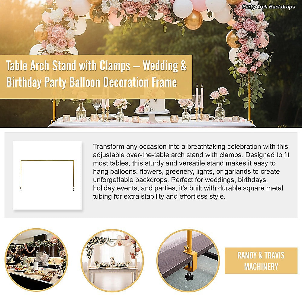 Table Arch Stand with Clamps – Wedding & Birthday Party Balloon Decoration Frame