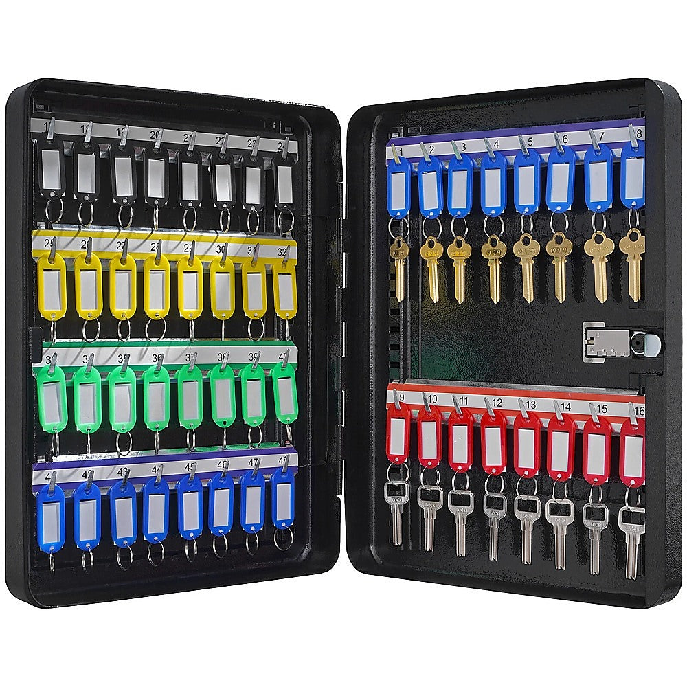 48-Key Cabinet Key Safe with Combination Lock & Keys – Wall Mounted Storage