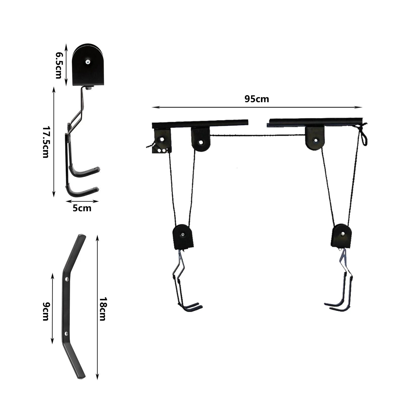 Heavy Duty Bike Hoist Pulley Lift – Garage Ceiling Bicycle Storage Rack w/ Lock