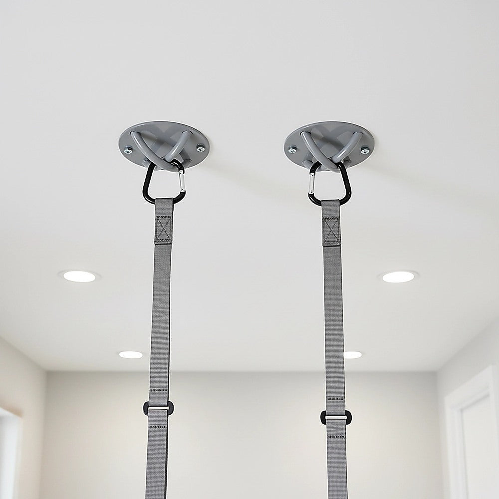 Pair of Grey Wall Anchor Mounts for Battle Ropes and Suspension