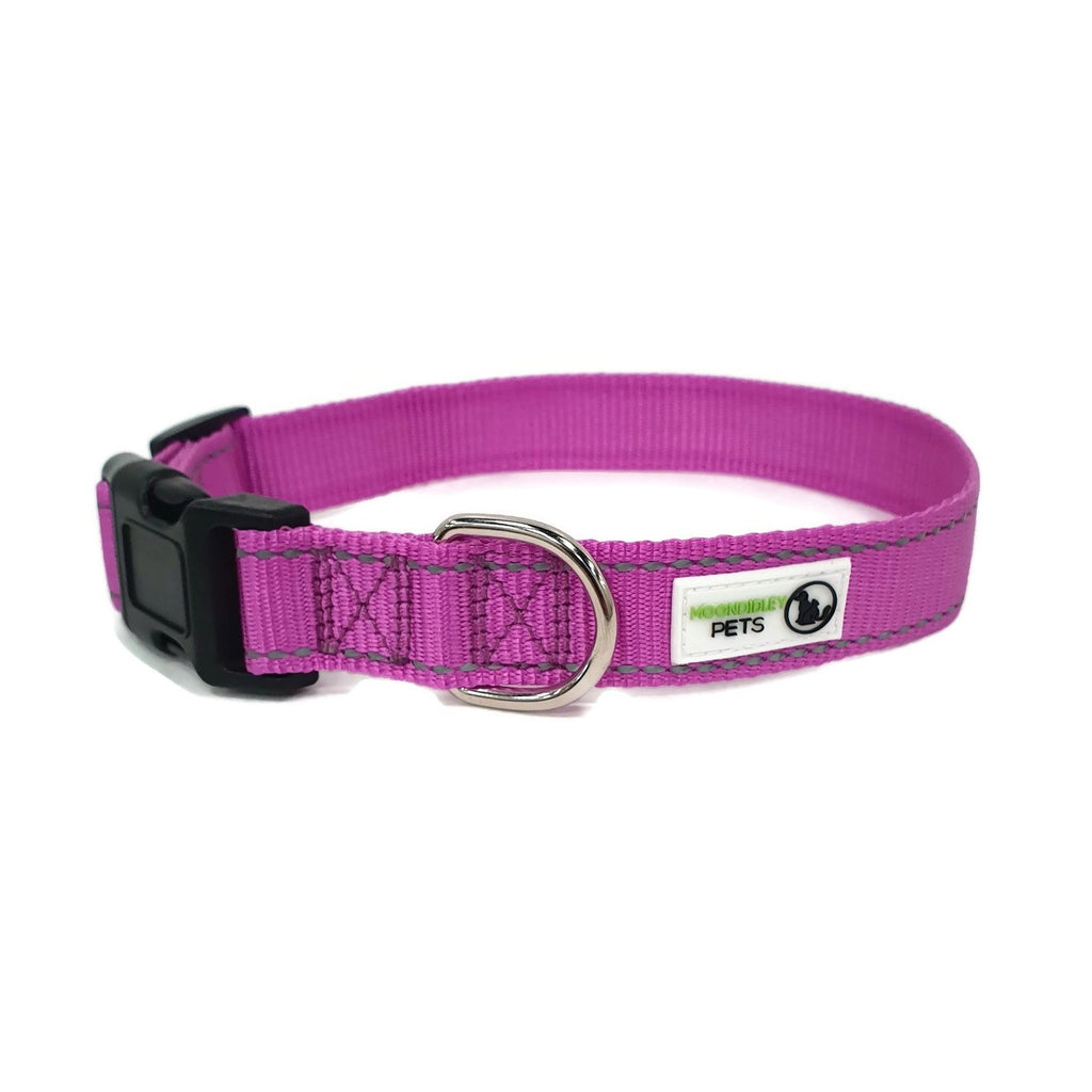 Nylon w/Reflective Stitching Dog Collar X-Large Purple