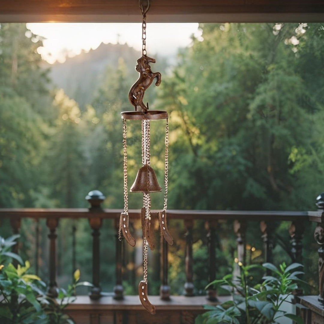 Rust Bell w Rearing Horse 77cm