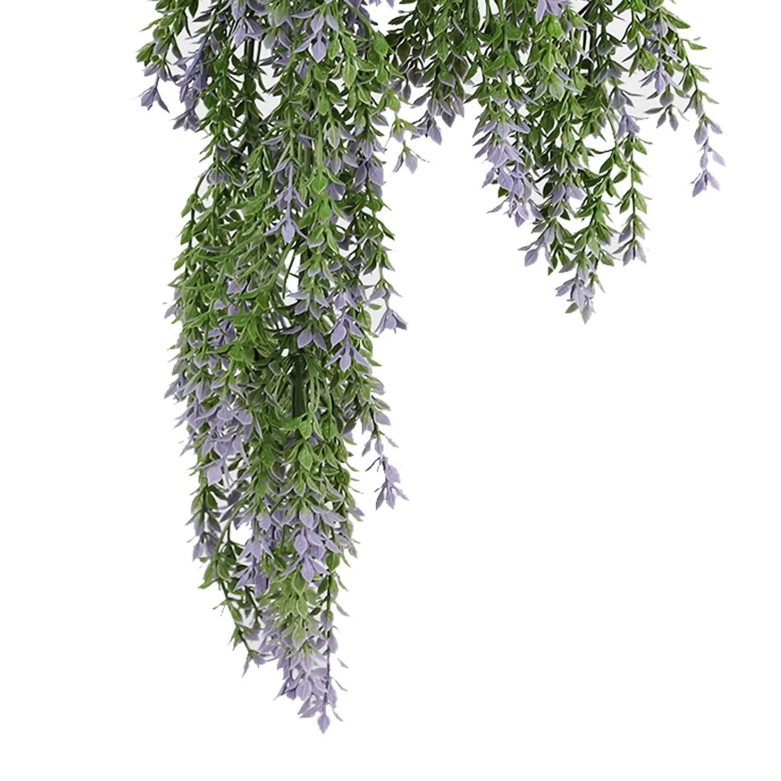 Artificial Hanging Purple and Green Willow Leaf Garland Bush UV Resistant and Fire Rated 20cm x 76cm