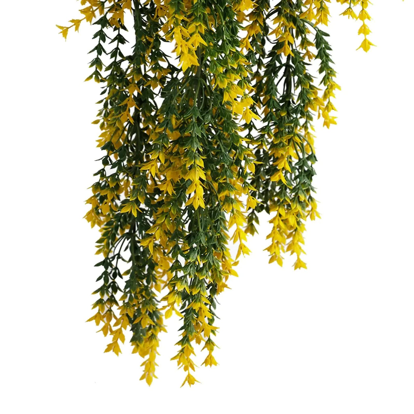 Artificial Hanging Yellow and Green Willow Leaf Garland Bush UV Resistant and Fire Rated 20cm x 76cm