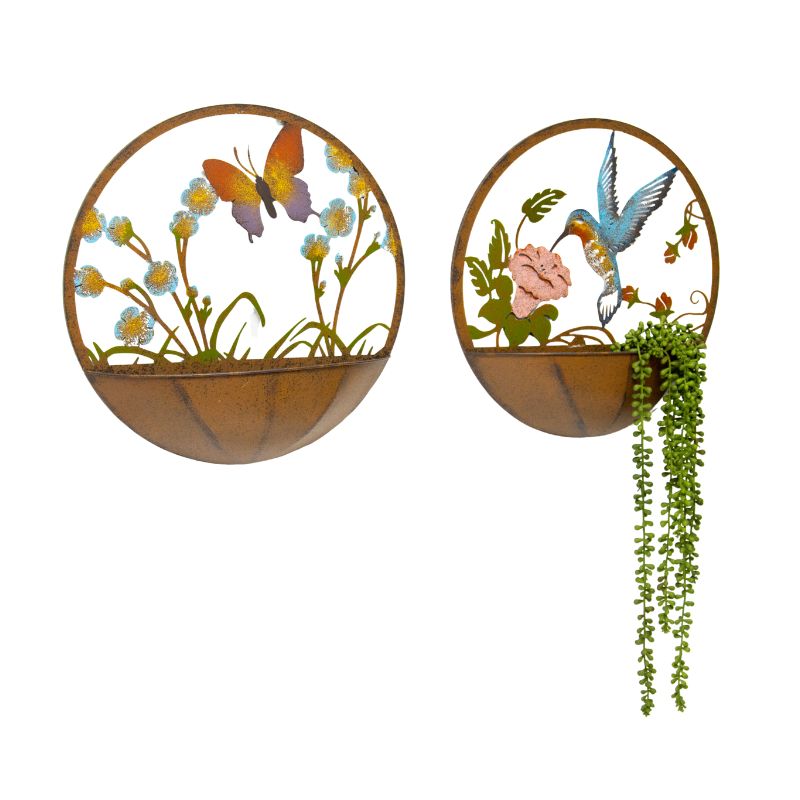 Set 2 Asst Dragonfly + Butterfly Wall Planters 39cm