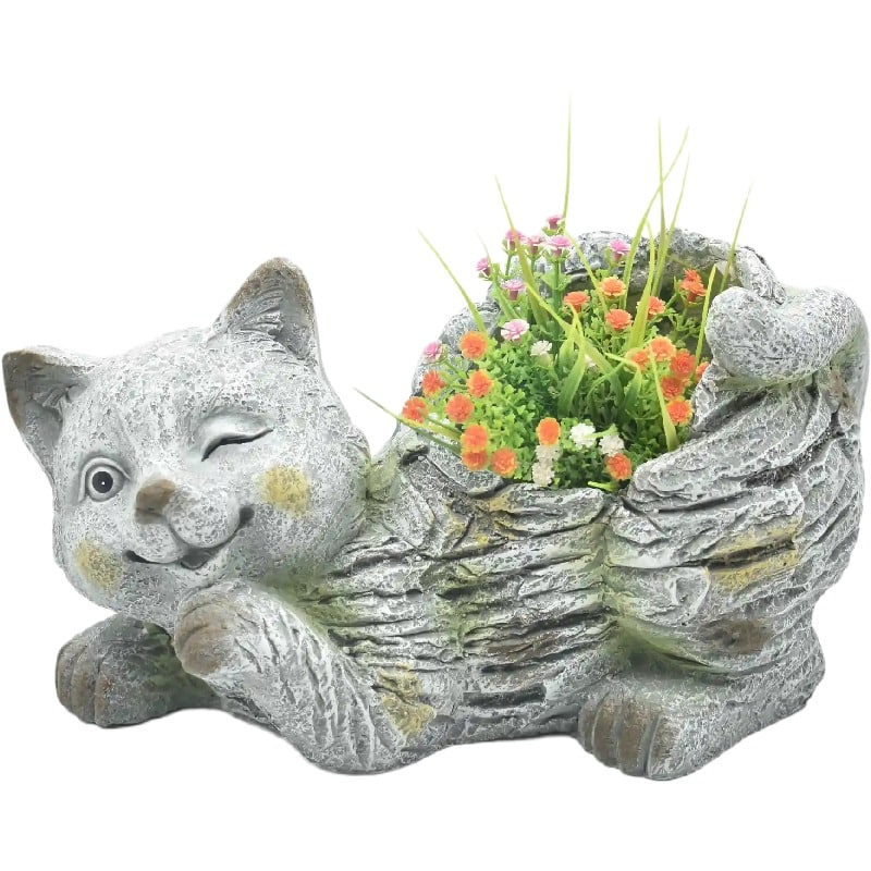 Winking Cat Planter w Hole + Plug 35cm