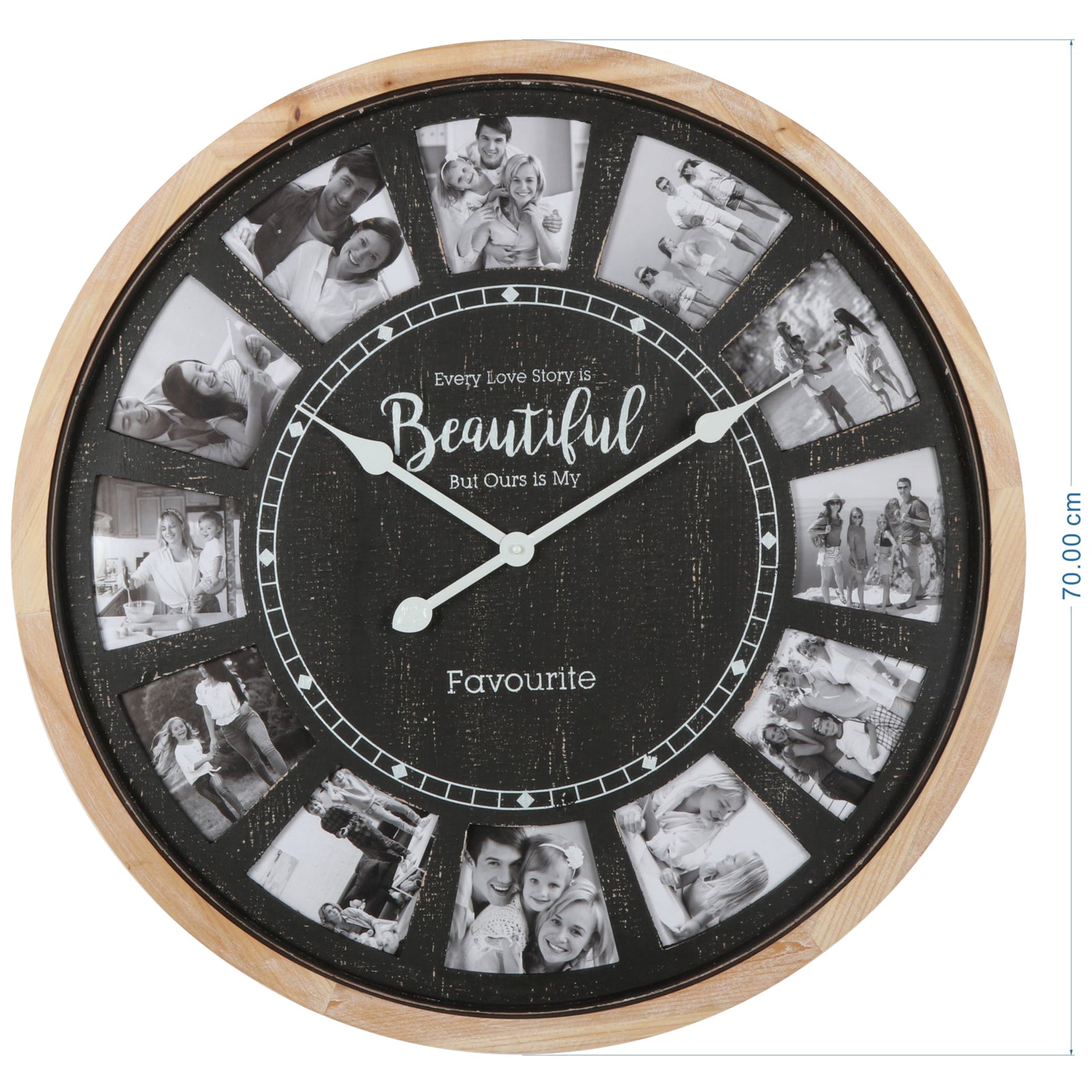 Distressed Photo Gallery Collage Wall Clock 70cm