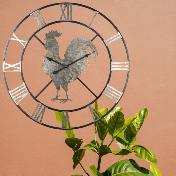Country Rooster Wall Clock 60cm