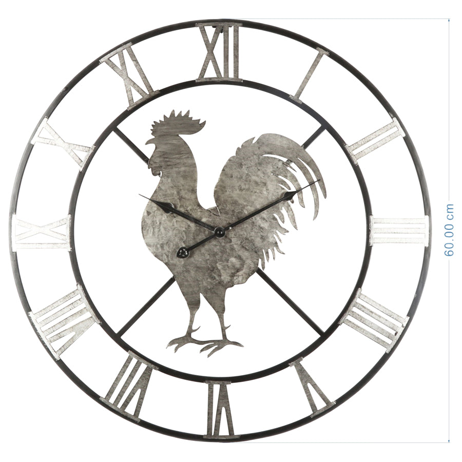 Country Rooster Wall Clock 60cm