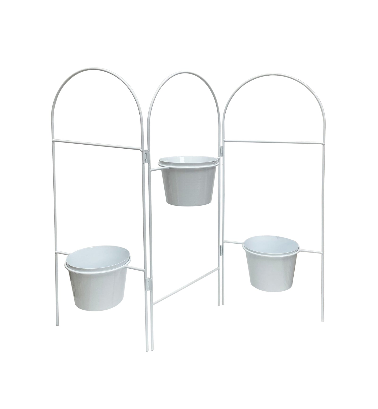 Three Tier White Planter Stand w/ Pots 68x55cm