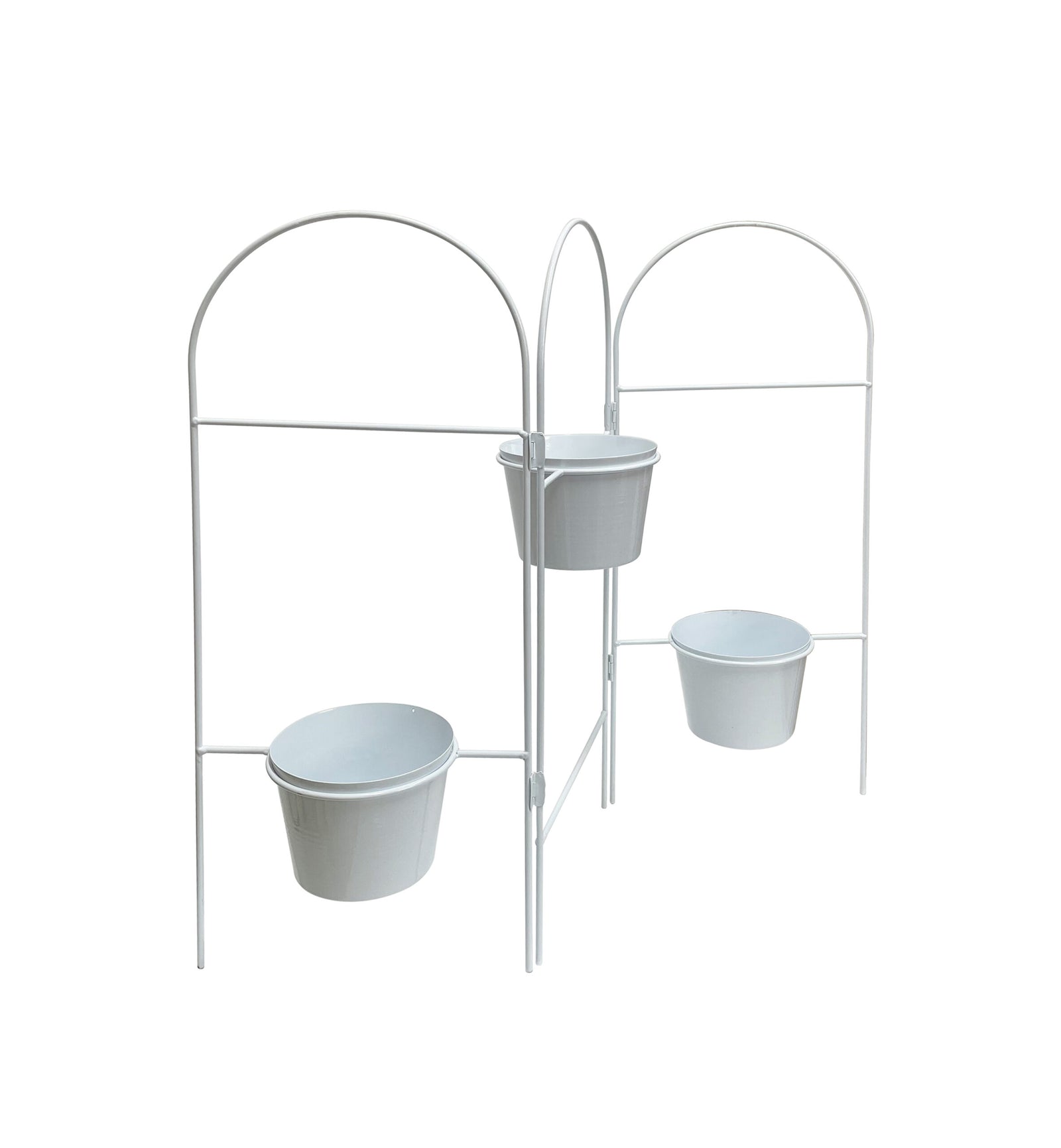 Three Tier White Planter Stand w/ Pots 68x55cm