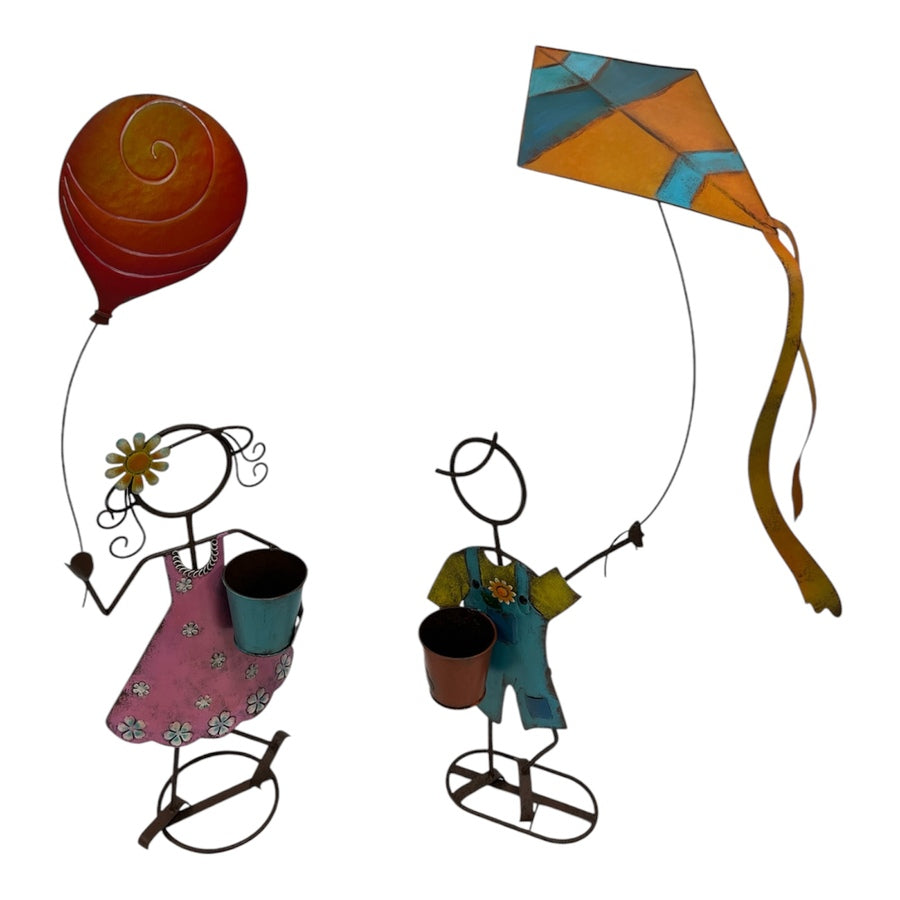 Set 2 Asst Colourful Playing Kids Planters 63cm