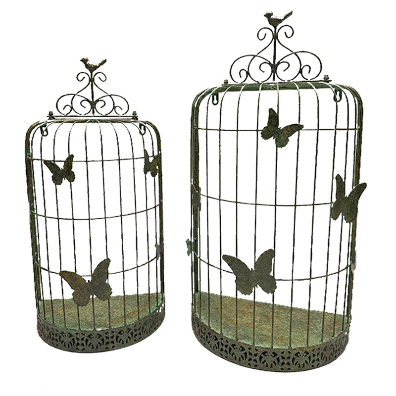 Set 2 Nested 'Butterfly Cages' Wall Planters 71cm, 62cm