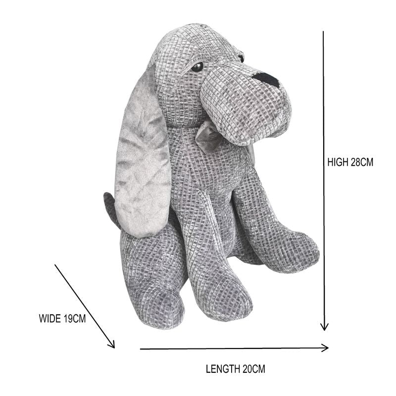 Grey Fabric Long-Eared Dog Door Stopper 27cm