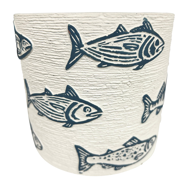 Set 3 Assorted Fish / Stripe Planters w Hole + Plug 14cm