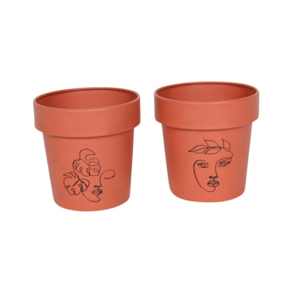 Set 2 Line Art Pot planters Assort 13cm
