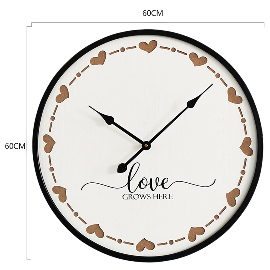 Love Grows Here Wall Clock 60cm