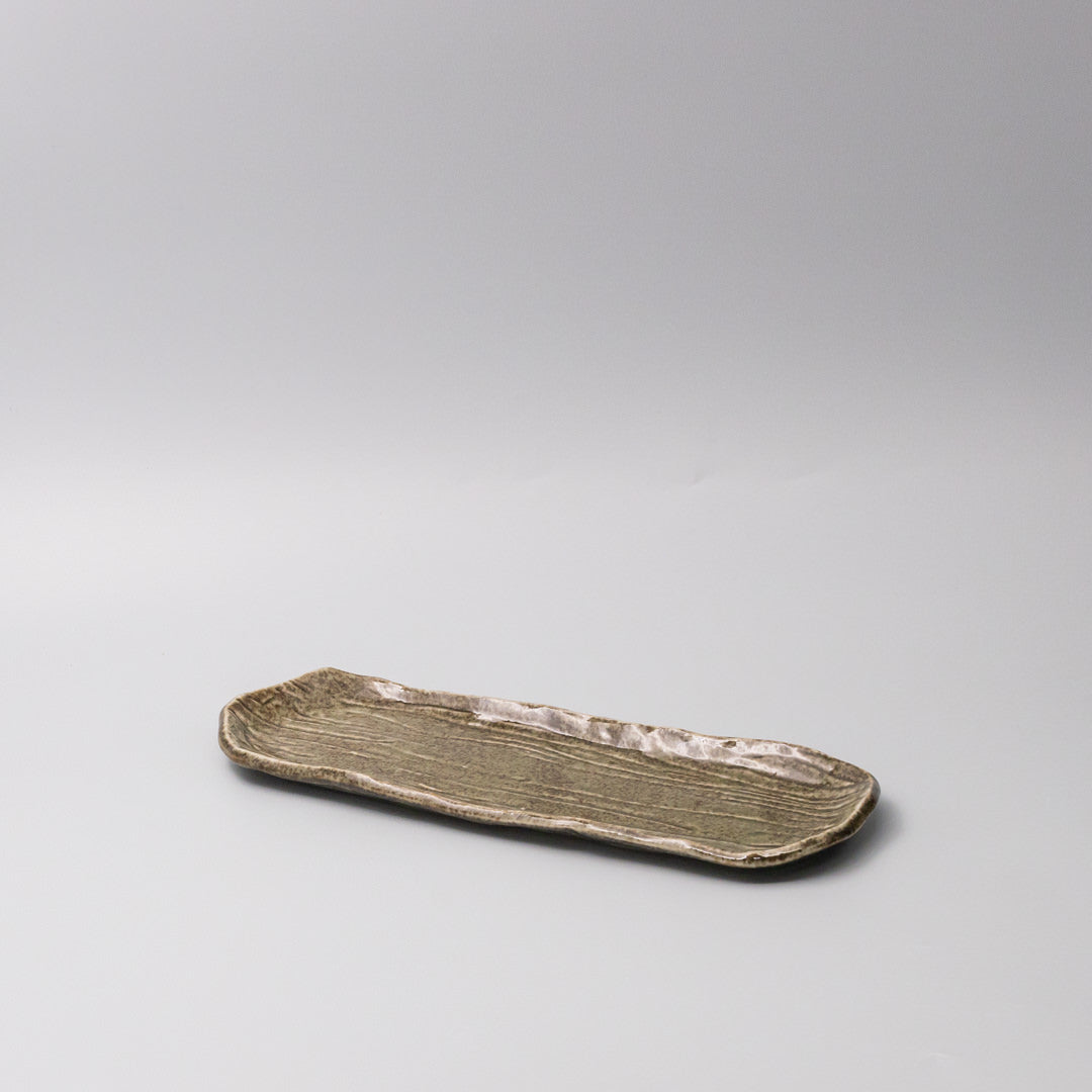 Plate Sashimi Organic Shape 13cm Sage Glaze