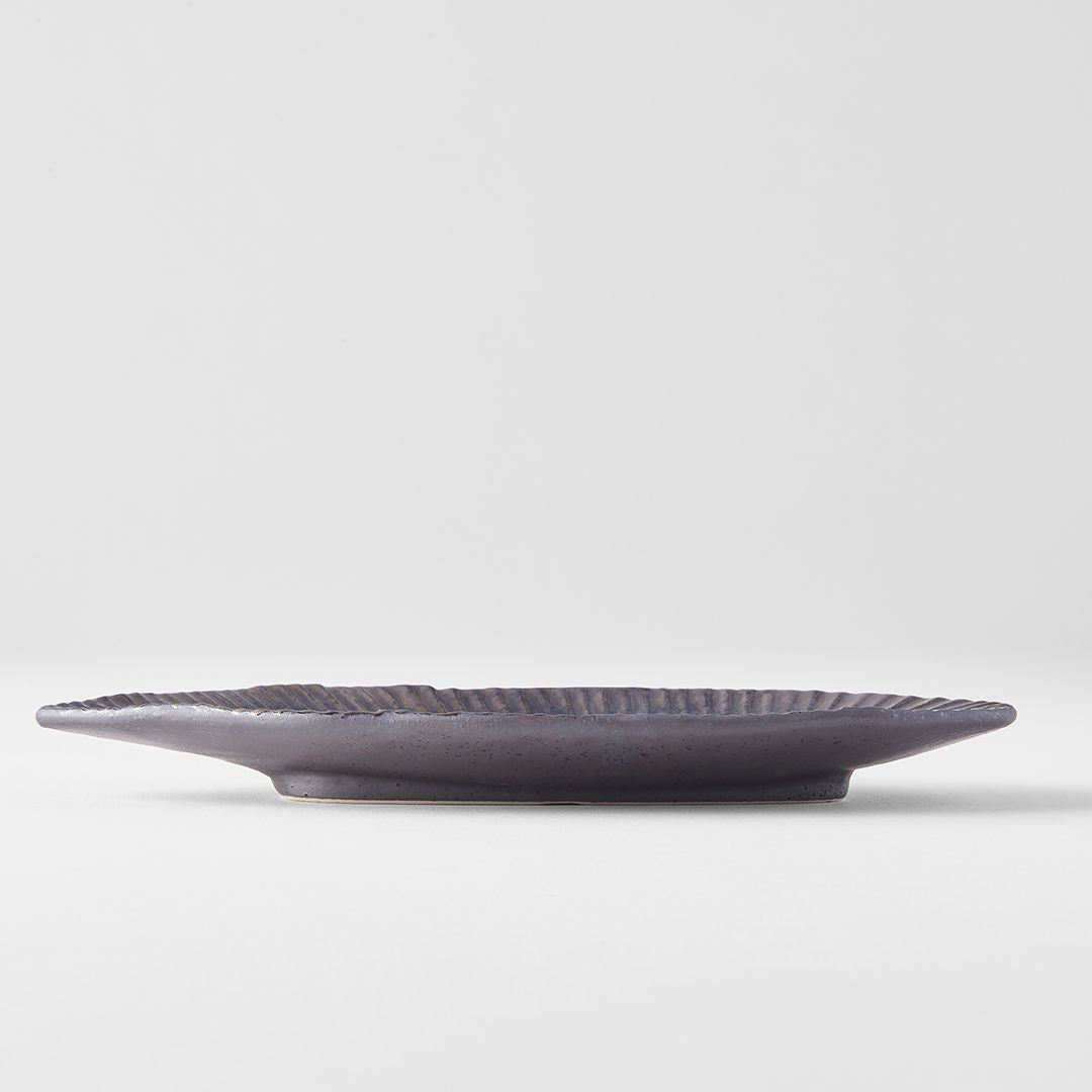 Plate Leaf Shape 21.5x10.5cm Midori Ridge Glaze