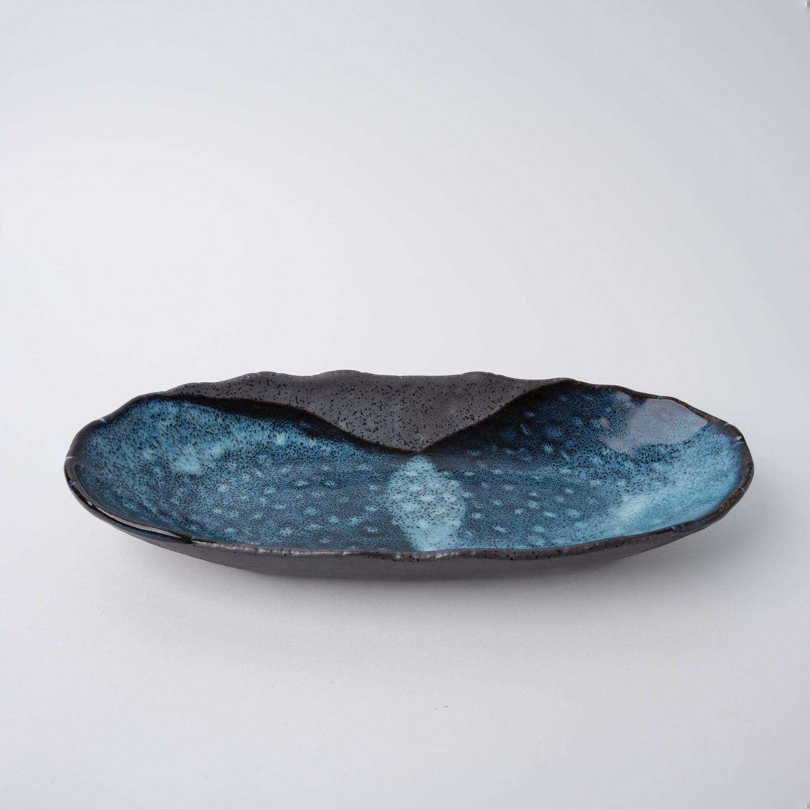 Organic Platter Oval 32cm Storm Glaze