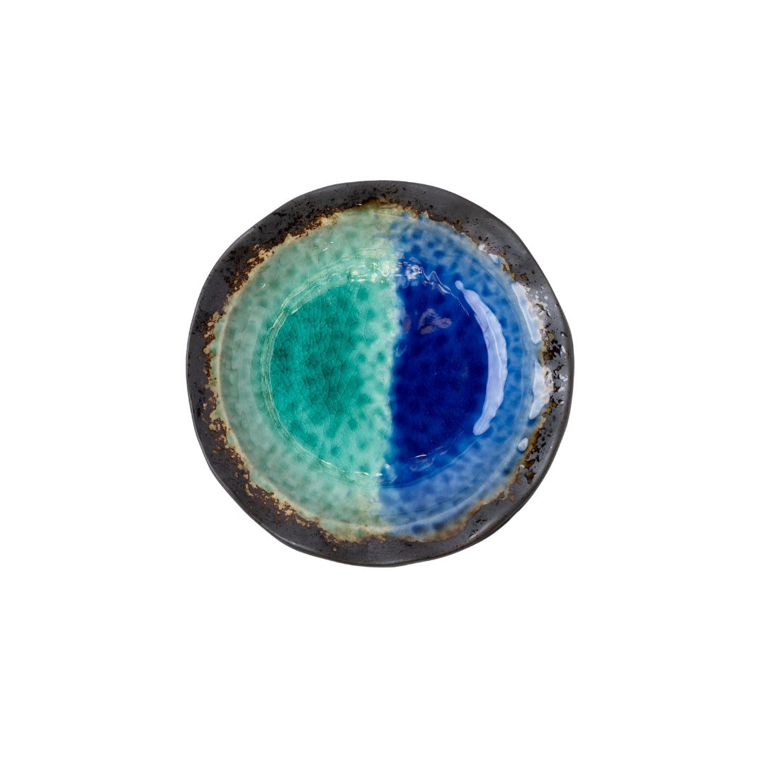 Organic Shallow Bowl 17cm Cobalt Splice Glaze