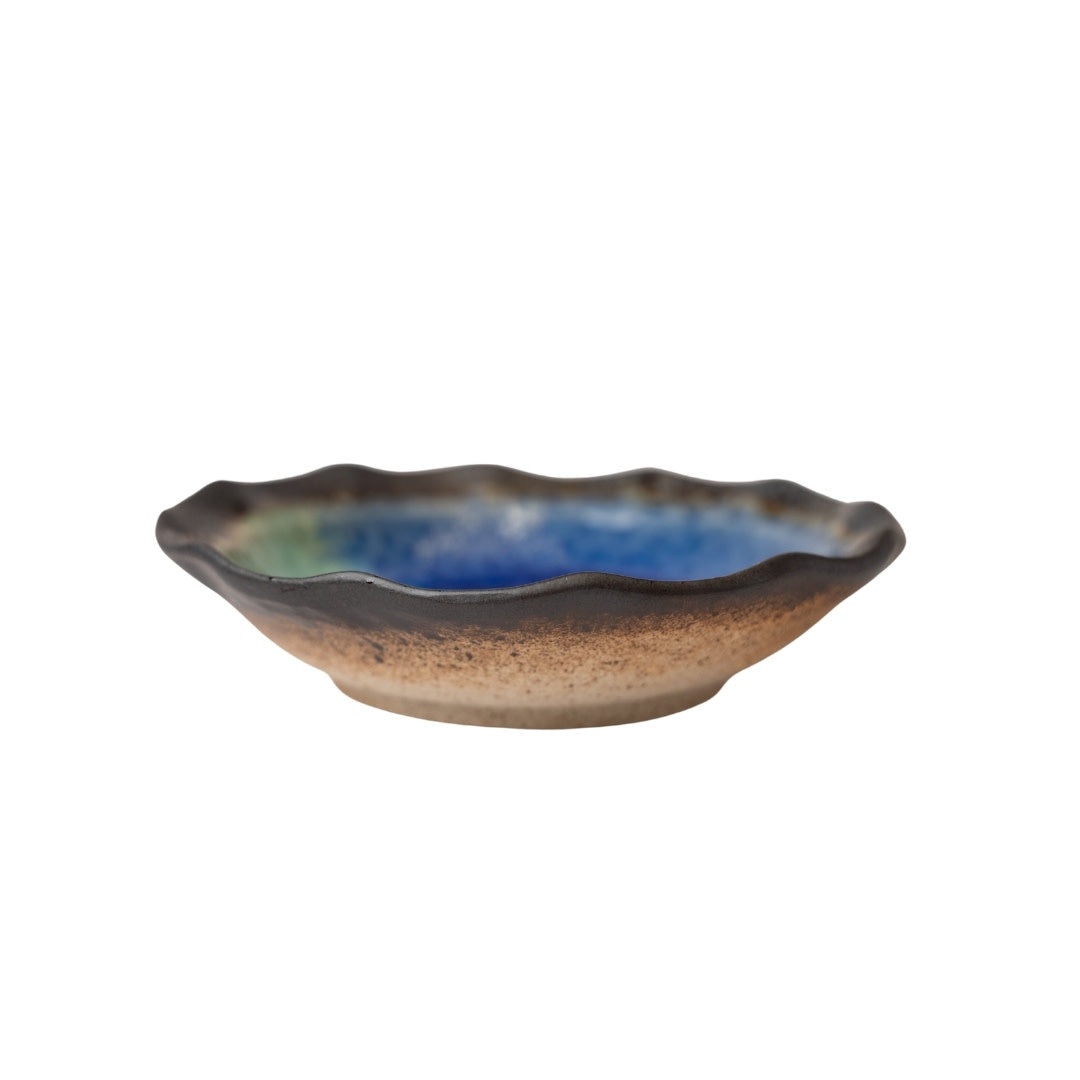 Organic Shallow Bowl 17cm Cobalt Splice Glaze