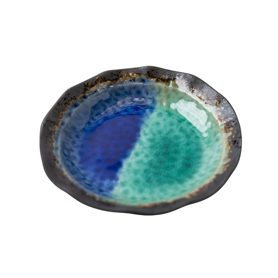Organic Shallow Bowl 17cm Cobalt Splice Glaze