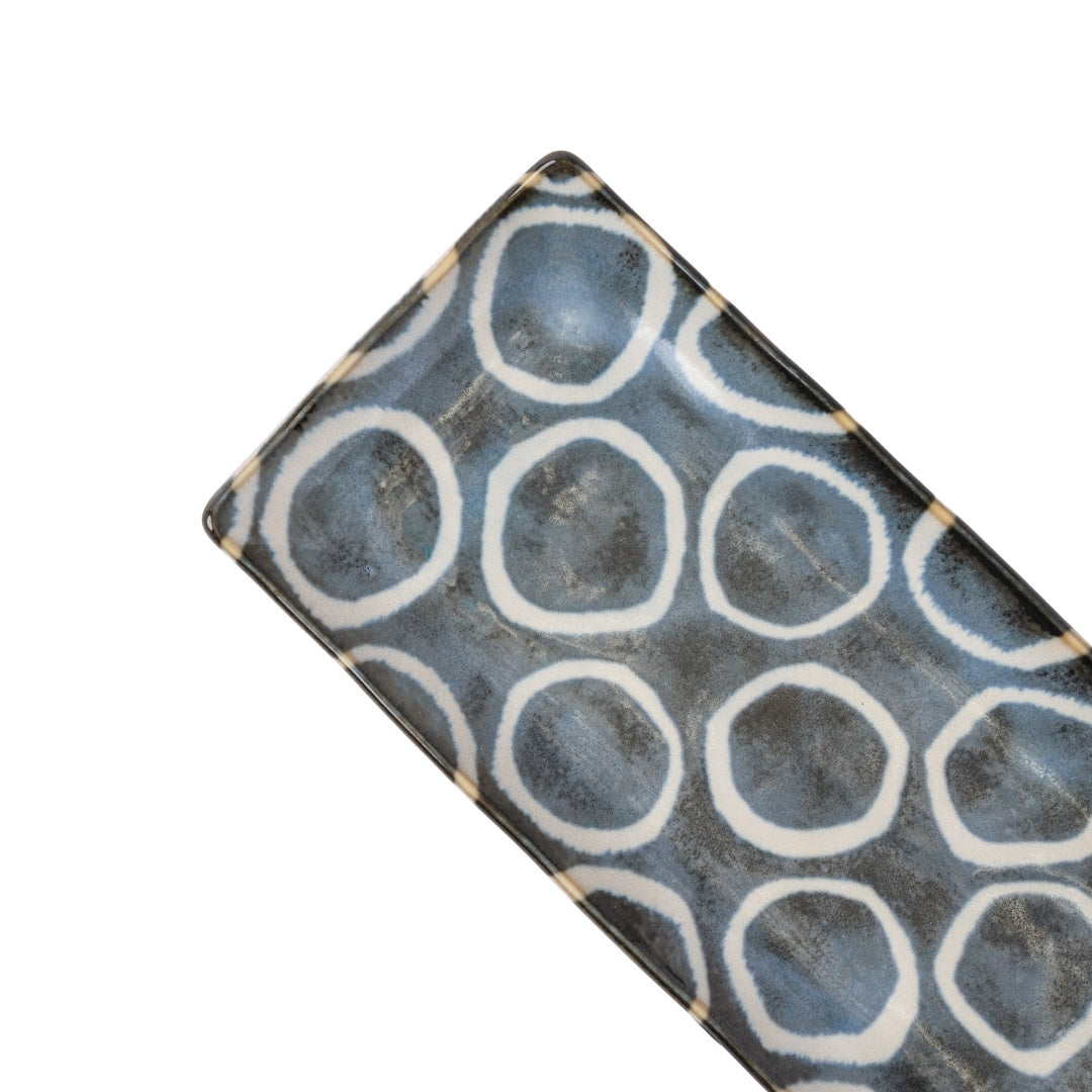 Sashimi Plate 27cm Brush Blue Ring Glaze