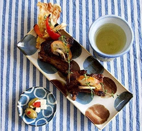 Sashimi Plate 27cm Brush Blue Spot Glaze
