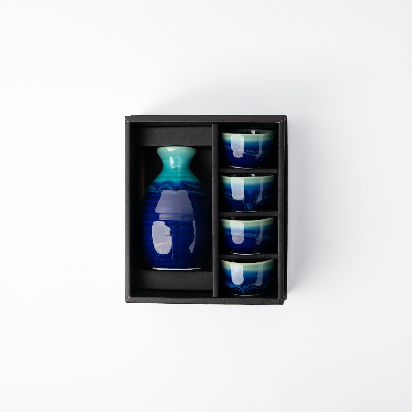 Sake Set for Four 330ml Cobalt Teal Glaze