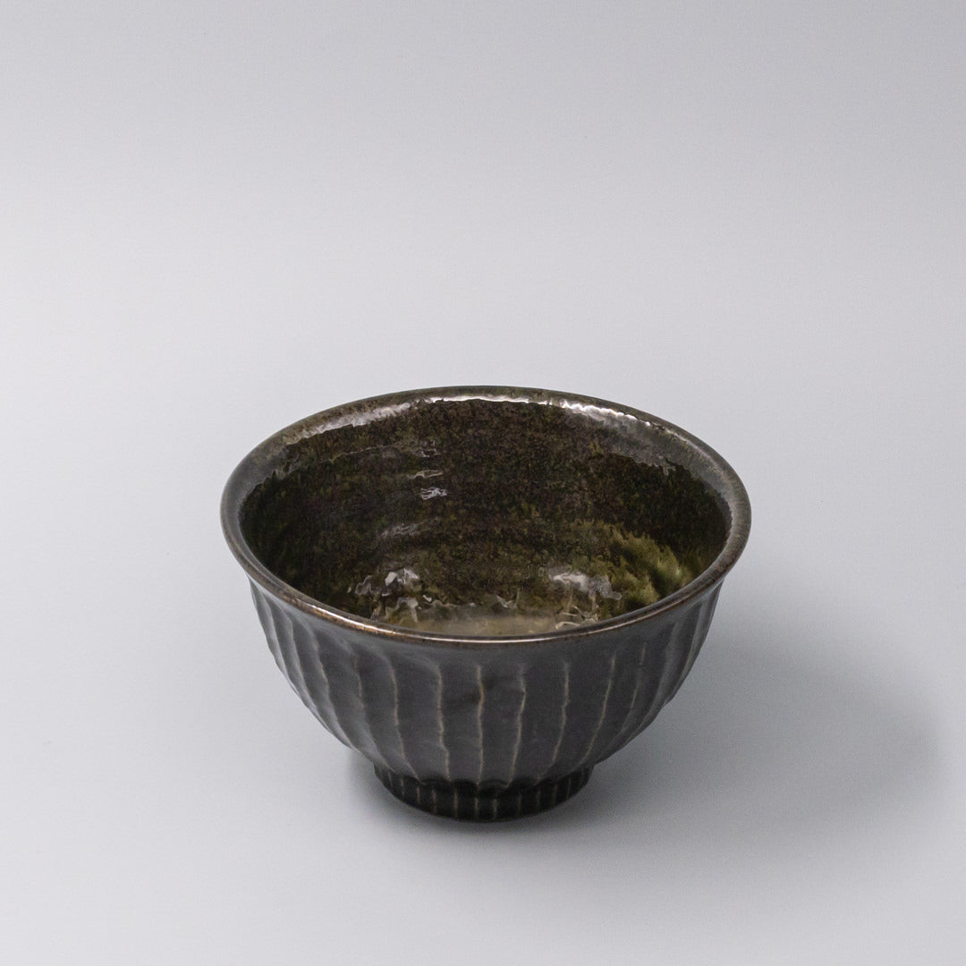 Bowl 15.5cm Shinogi Moss Black Glaze