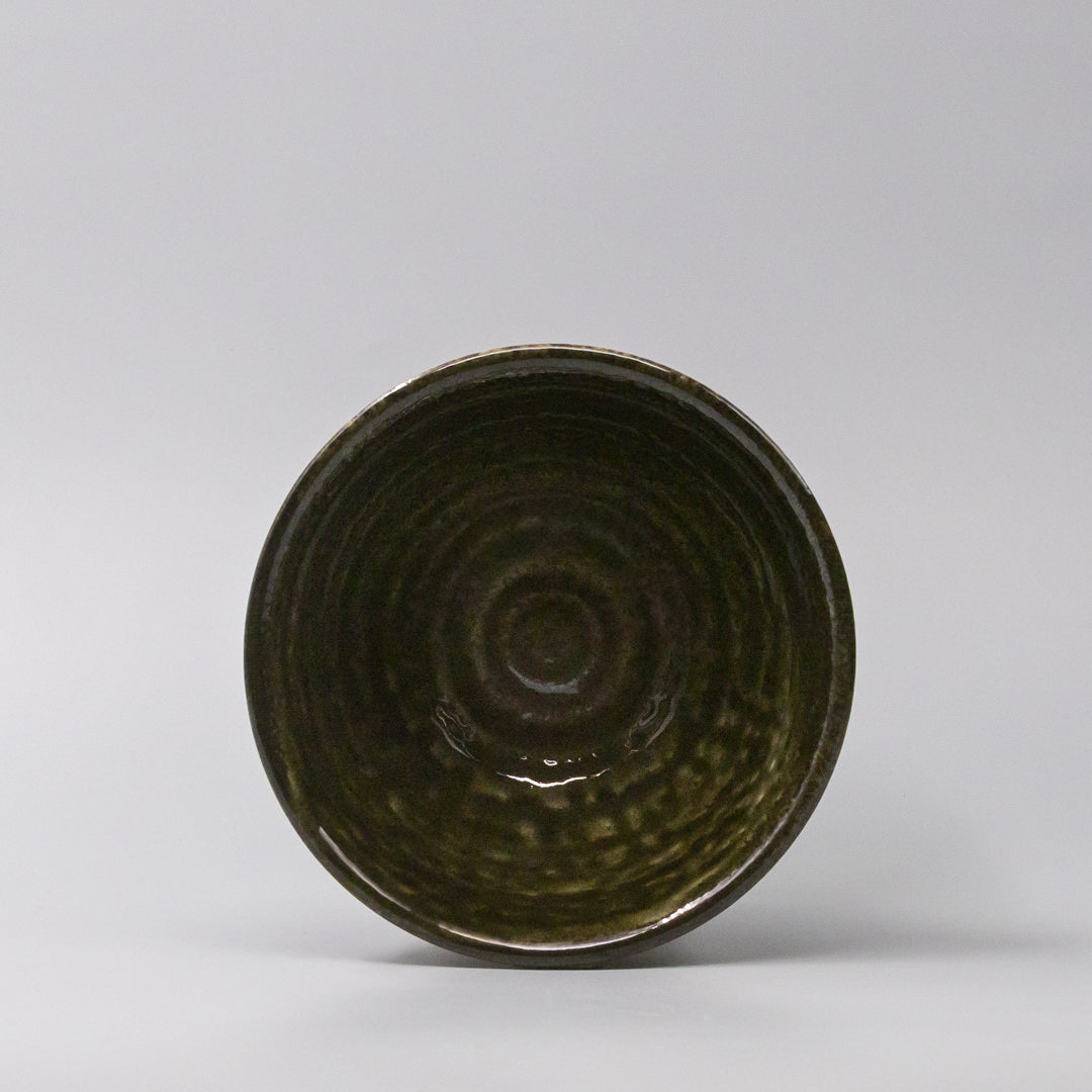 Bowl 15.5cm Shinogi Moss Black Glaze