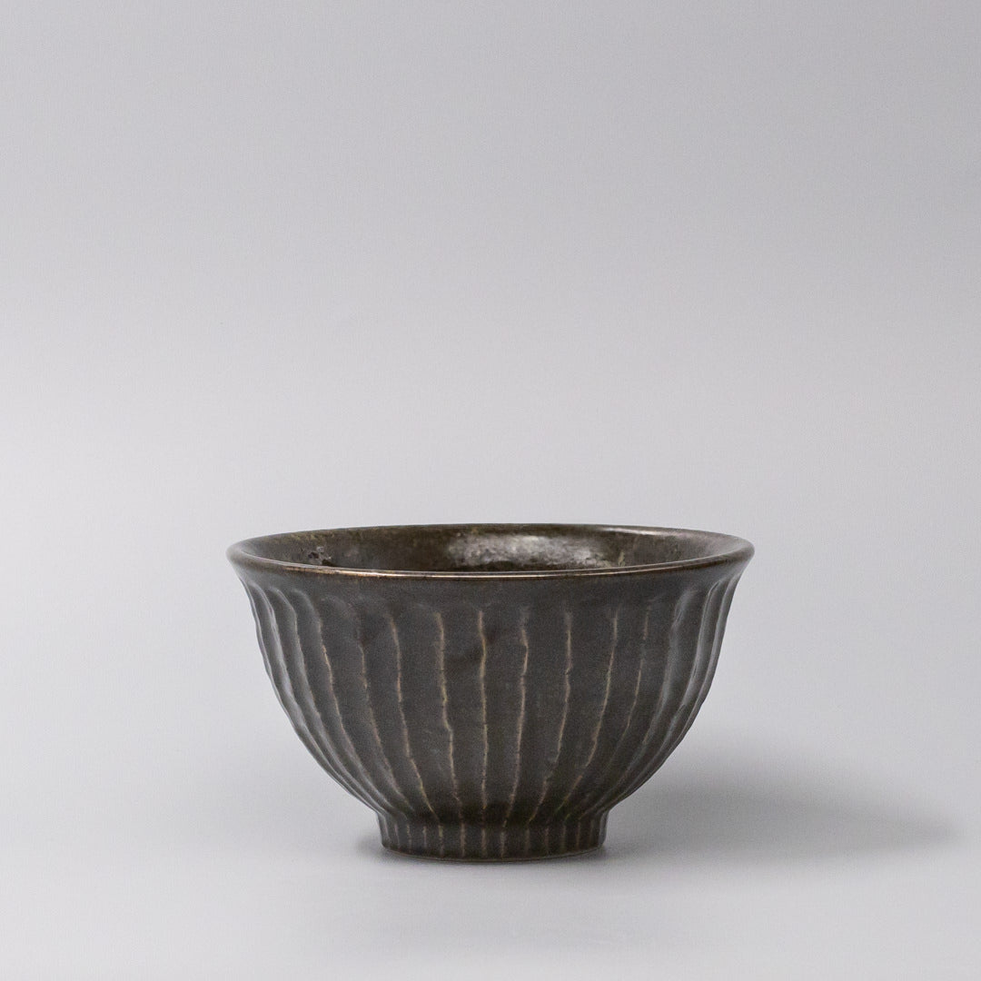 Bowl 15.5cm Shinogi Moss Black Glaze