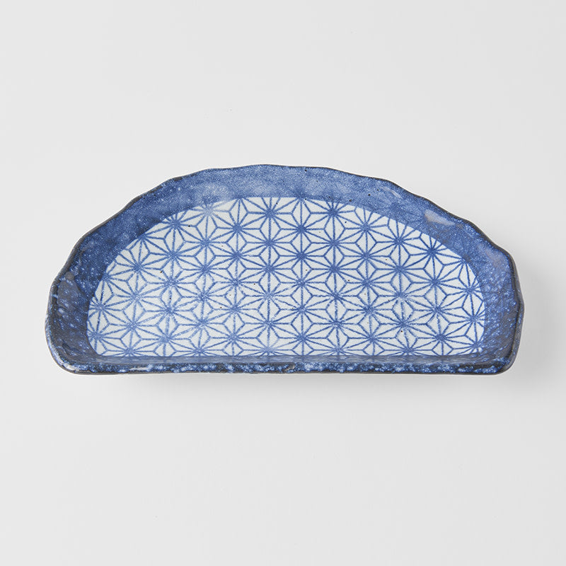 Plate Tempura 21cm Indigo Blue Starburst Design