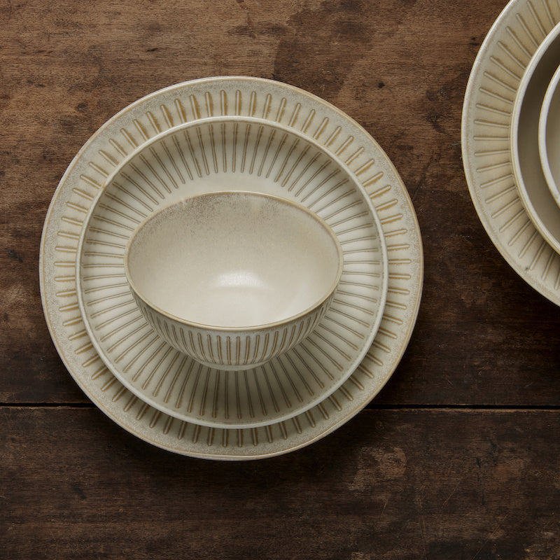 Plate Oval 19cm Ridged Alabaster Glaze