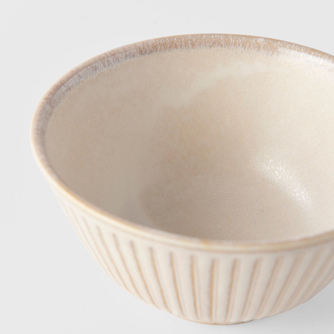 Rice Bowl 12cm Ridged Alabaster Glaze