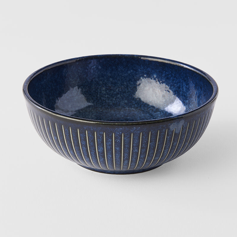 Pasta Bowl 16cm Ridged Indigo Blue Glaze