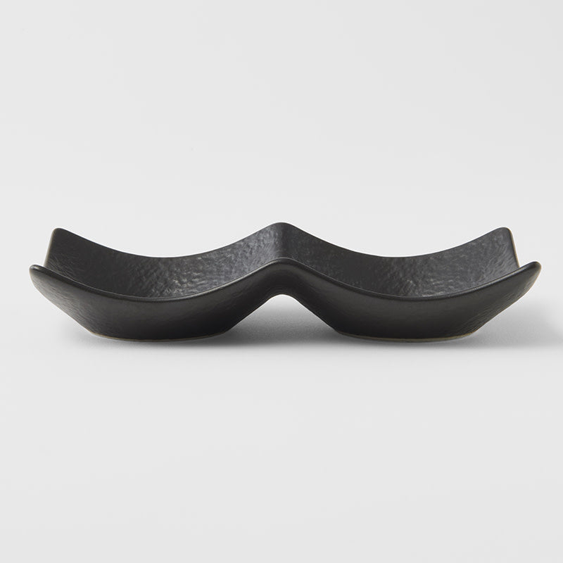 Two Section Sauce Dish Matt Black Glaze