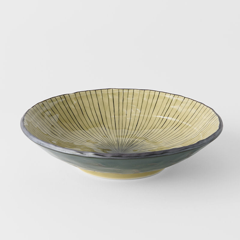 Pasta Bowl Open 24cm Green Converging Line Glaze