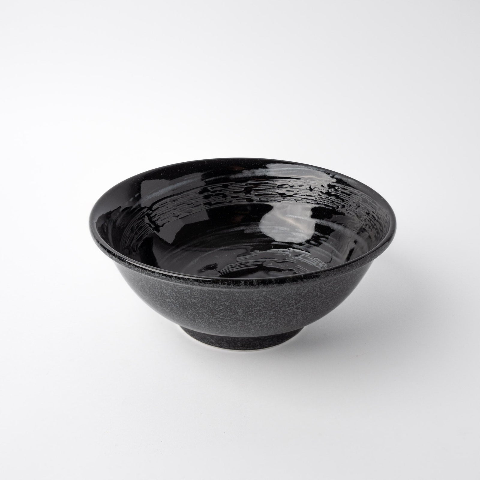 Udon Bowl Fluted 19.5cm Gunmetal Swirl Glaze