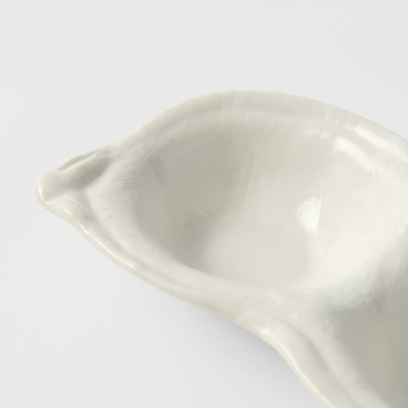 Edamame Triple Pod Dish 200ml Matte White Glaze