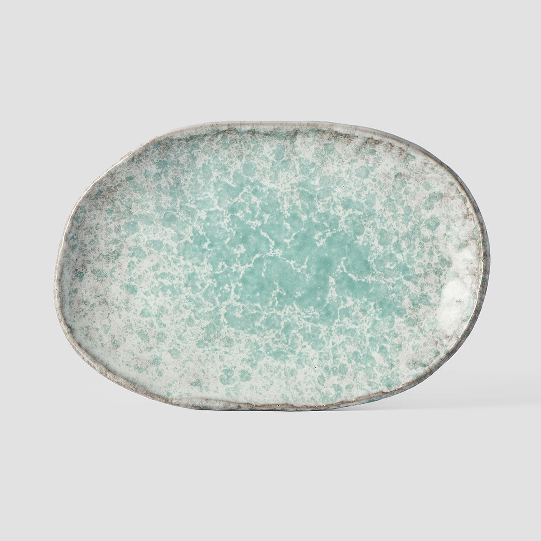 Plate Oval 17x11cm Aqua Splash Glaze