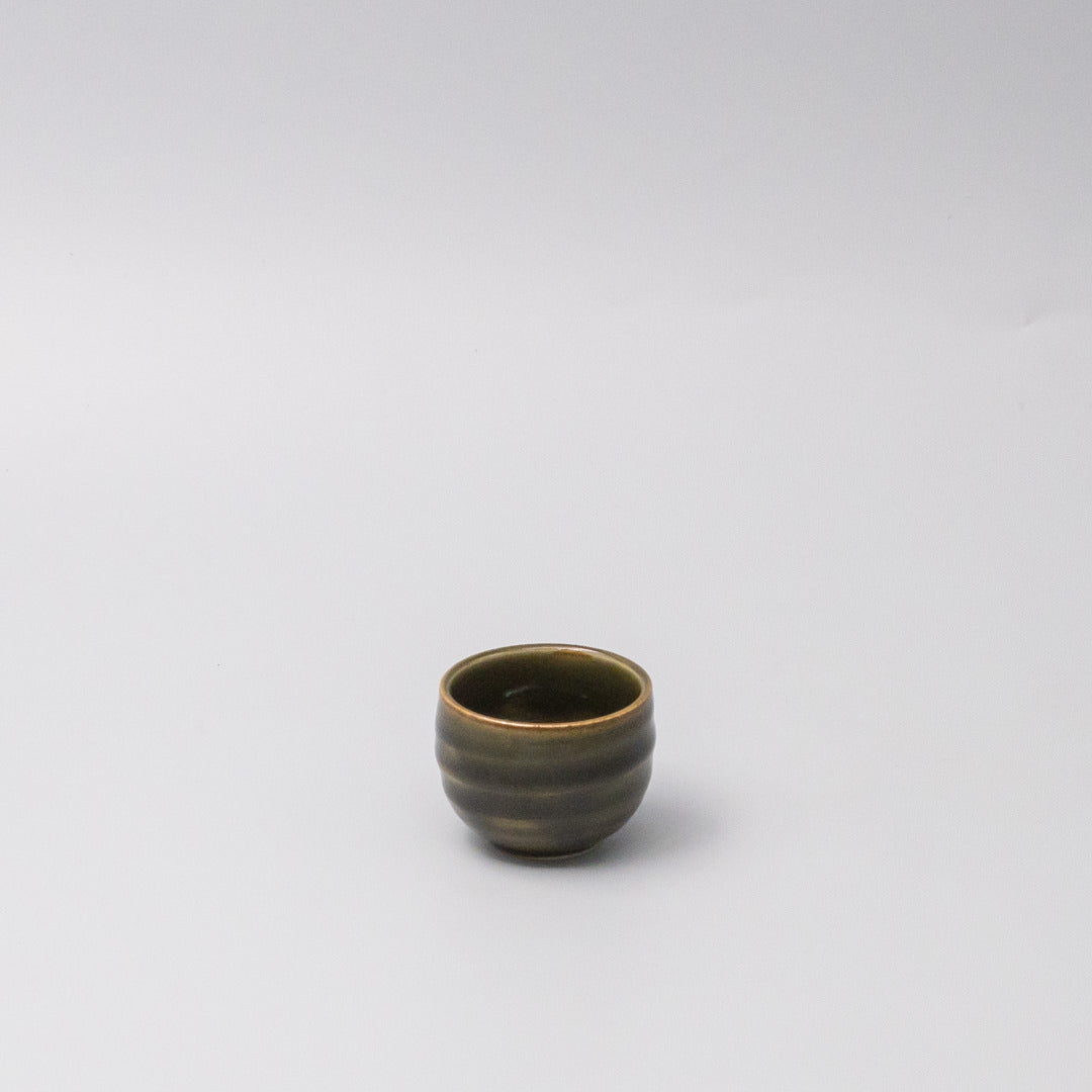 Sake Cup 40ml 'Ochoko' Rounded Oribe Green