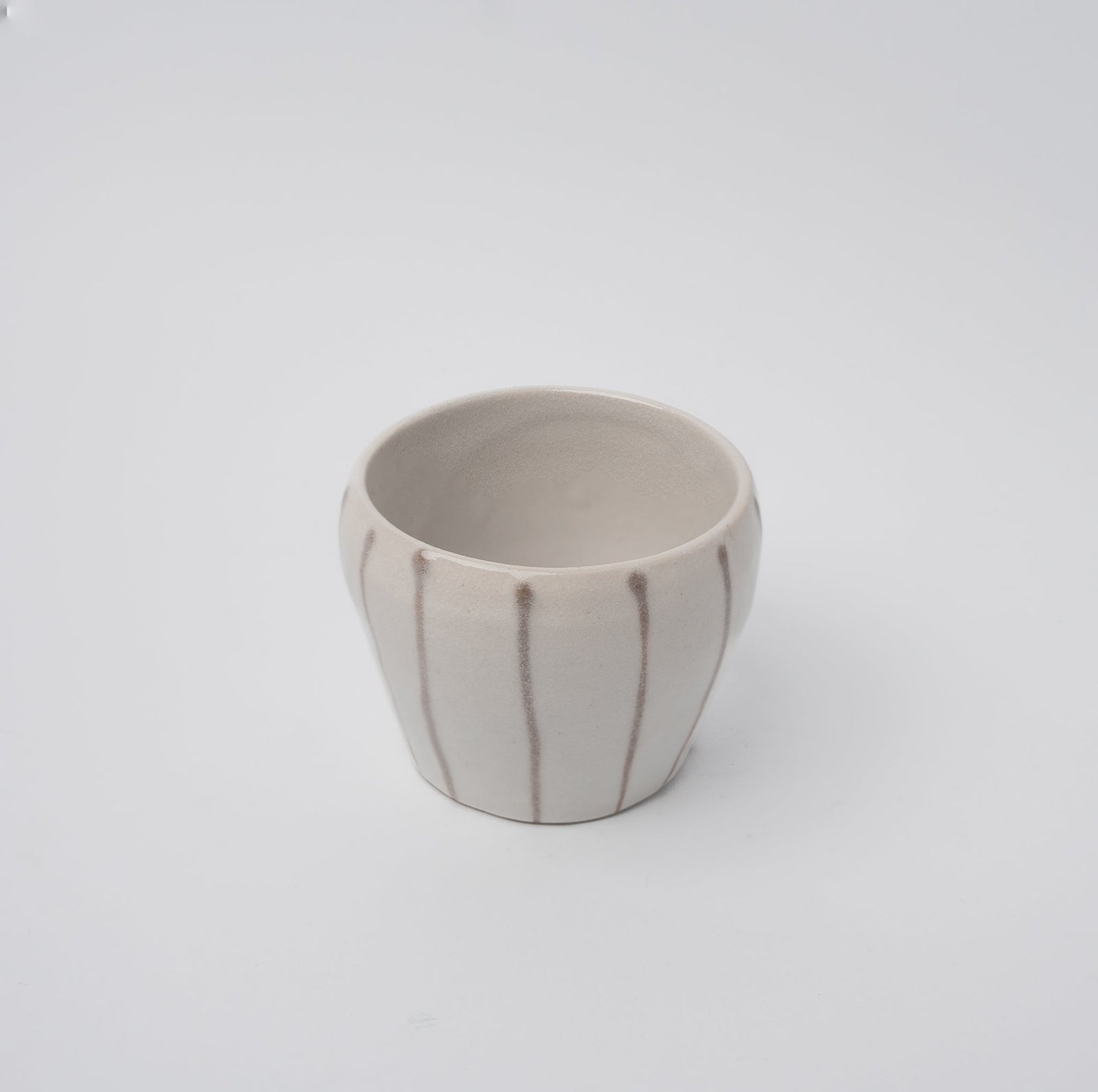 Cup 8cm 160ml Cream Grey Stripe Design