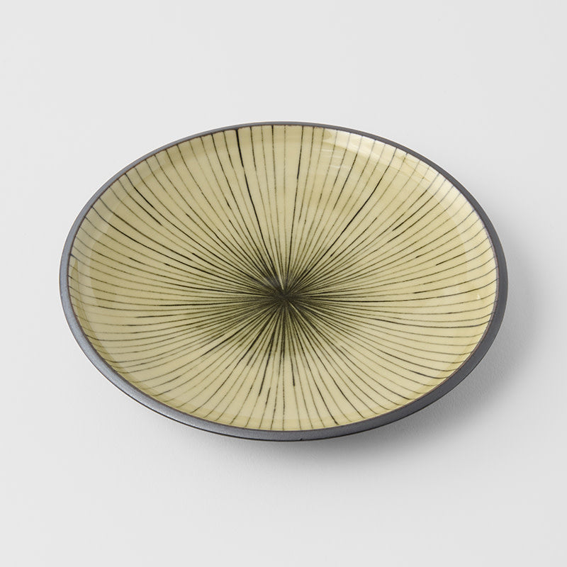 Tapas Plate 17cm Green Converging Line Glaze
