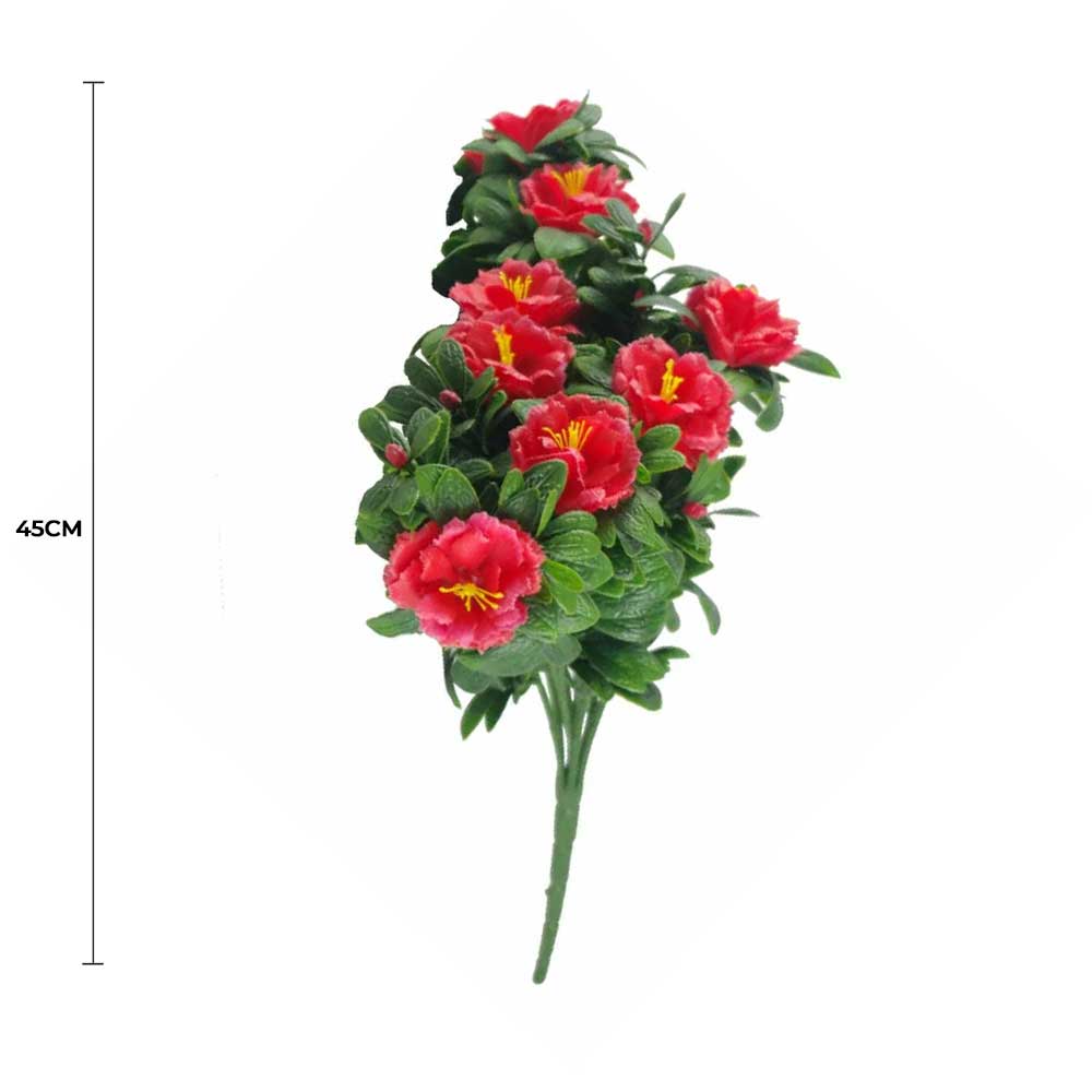 Premium Artificial Red Rose Bunch UV Resistant 45cm