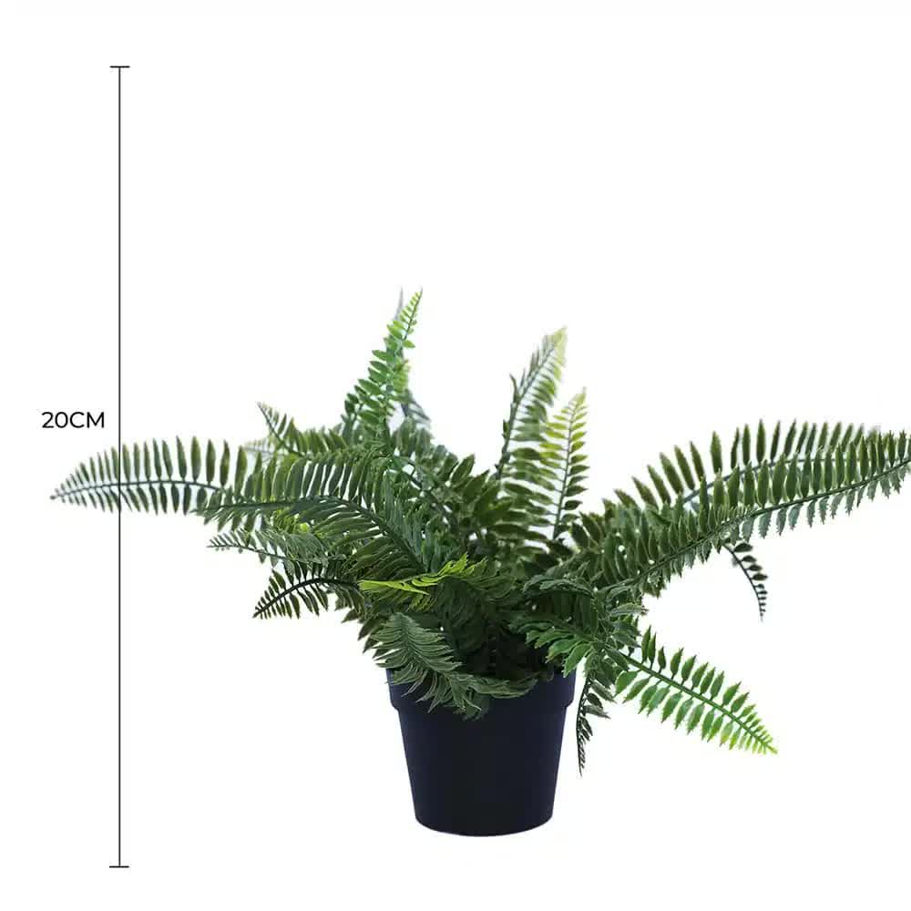 Small Potted Artificial Dark Green Fern Plant UV Resistant 20cm