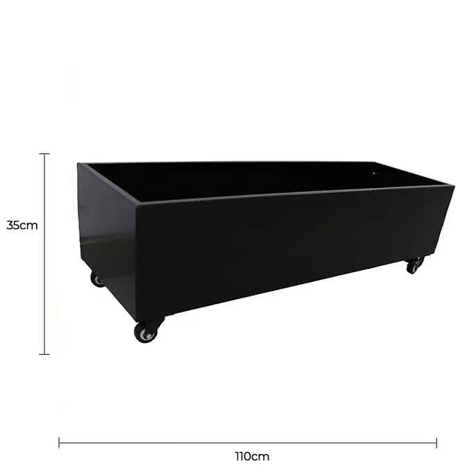 Black Metal Planter Medium + Wheels