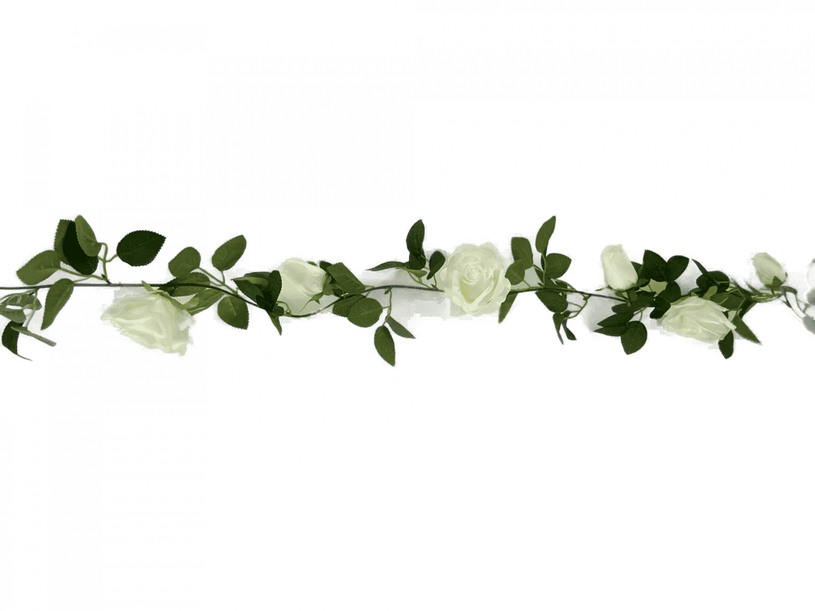 Flowering White Artificial Rose Garland 190cm